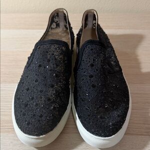 ANTONIO MELANI Black Lace Slip-On Sneakers
